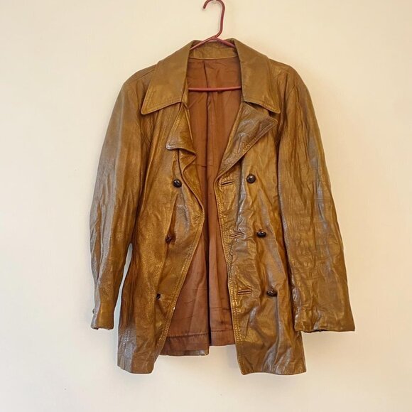 Vintage Jackets & Blazers - Vintage brown leather blazer jacket
